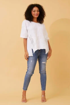 PAM SEQUIN PATCH LINEN TOP -Female Clothing Store 013864ac1580319362ccf7734f5688bb