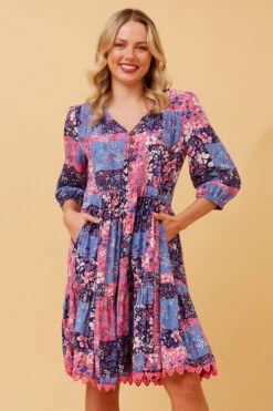 ARRAN PATCHWORK FLORAL BOHO DRESS -Female Clothing Store 01bf9e72c7d1b623f673acb5b0557c13