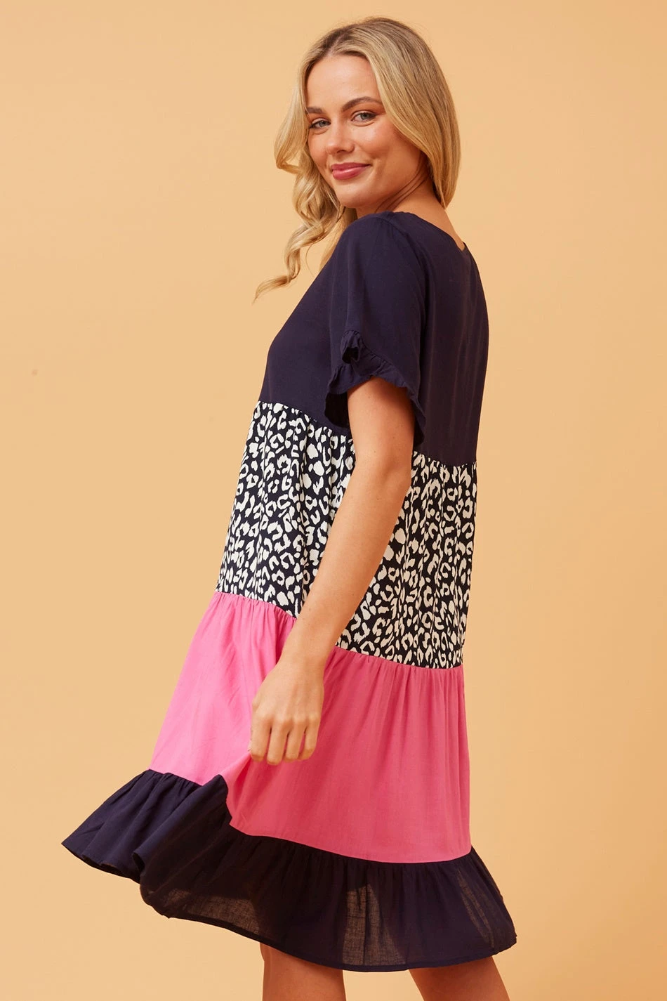 KELLY COLOUR BLOCK LINEN DRESS 5 KELLY COLOUR BLOCK LINEN DRESS - Image 5