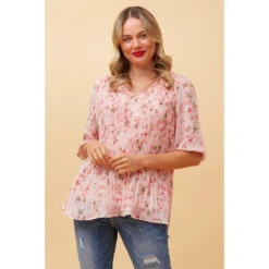 POSIE PLEATED FLORAL TOP -Female Clothing Store 03b917bc7540a52d0885e5ad2163cc04