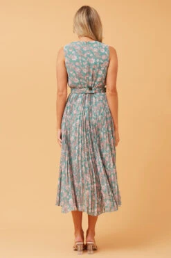 REBA SLEEVELESS FLORAL PLEATED DRESS -Female Clothing Store 03e710506c8c6ec5e6ec17c27d51c14f