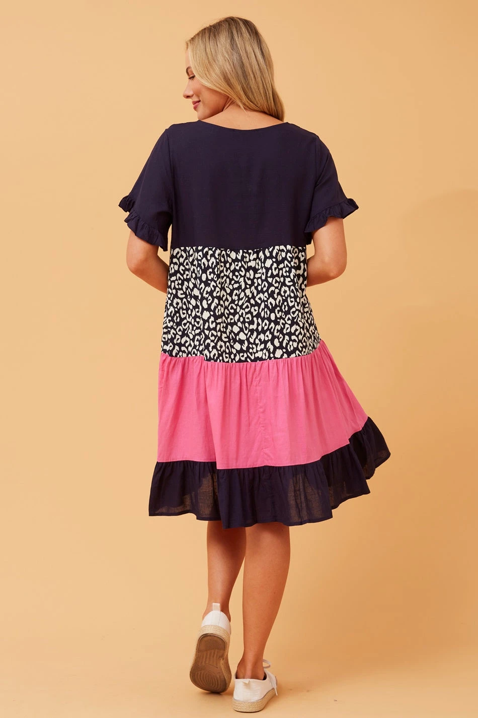 KELLY COLOUR BLOCK LINEN DRESS 6 KELLY COLOUR BLOCK LINEN DRESS - Image 6