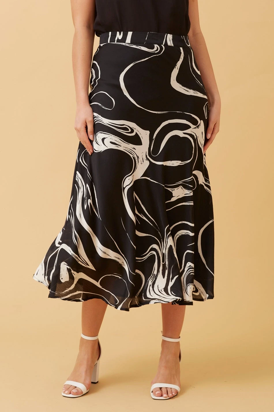 CYRUS ABSTRACT PRINT MIDI SKIRT 1 CYRUS ABSTRACT PRINT MIDI SKIRT
