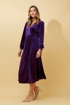 KENNEDY WRAP FRONT PLEATED VELVET MIDI DRESS 26 KENNEDY WRAP FRONT PLEATED VELVET MIDI DRESS -Female Clothing Store 07b730c3cabbe7511354055c461e391c