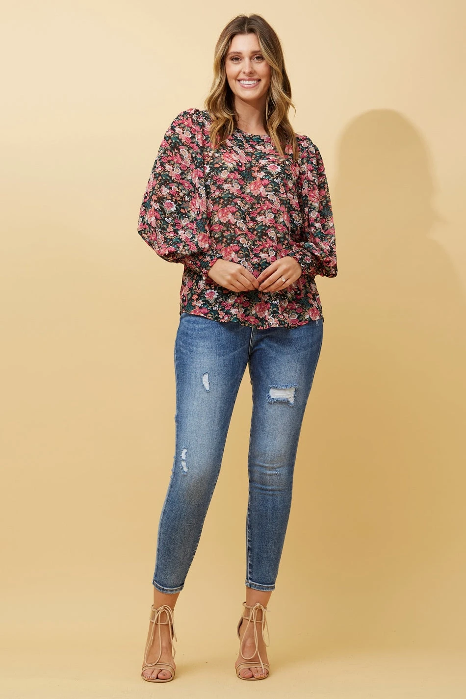 CLASSIC FLORAL BALLOON SLEEVE BLOUSE - Image 4