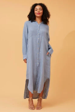 KIMMY BUTTON FRONT LINEN SHIRT DRESS -Female Clothing Store 08e15b6b7484af926426ecd8903ceebd