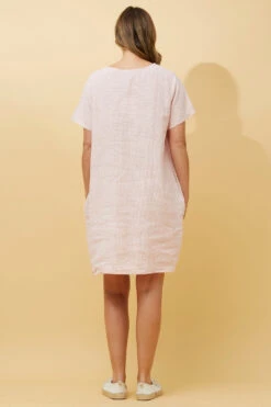 PRIANNA STRIPE LINEN SHORT DRESS -Female Clothing Store 09f43cacb12692fcf4e3c0a67e257733