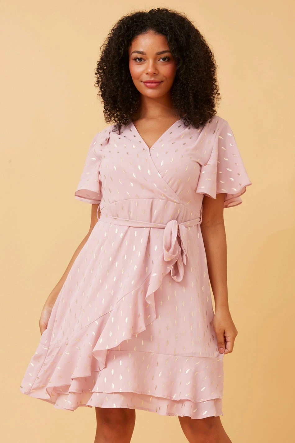 JOYCE GOLD FOIL PRINT DRESS 3 JOYCE GOLD FOIL PRINT DRESS - Image 3