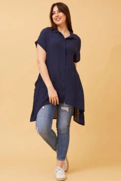 BLU ASYMMETRICAL HEM SHIRT -Female Clothing Store 0bba9c94f149d0ee01b09210c22f3bf7