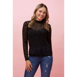 KAMALA STAR PRINT MESH TOP -Female Clothing Store 0bc9b83c39b28313e9a1145fd1c3b284