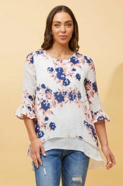 RUMI DOUBLE LAYER FLORAL TUNIC TOP -Female Clothing Store 0c359433f8816f6e4049f77233849577