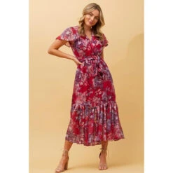 DAWN FLORAL TIERED MIDI DRESS -Female Clothing Store 0e041abd8054a7e528a59572cad4ede6