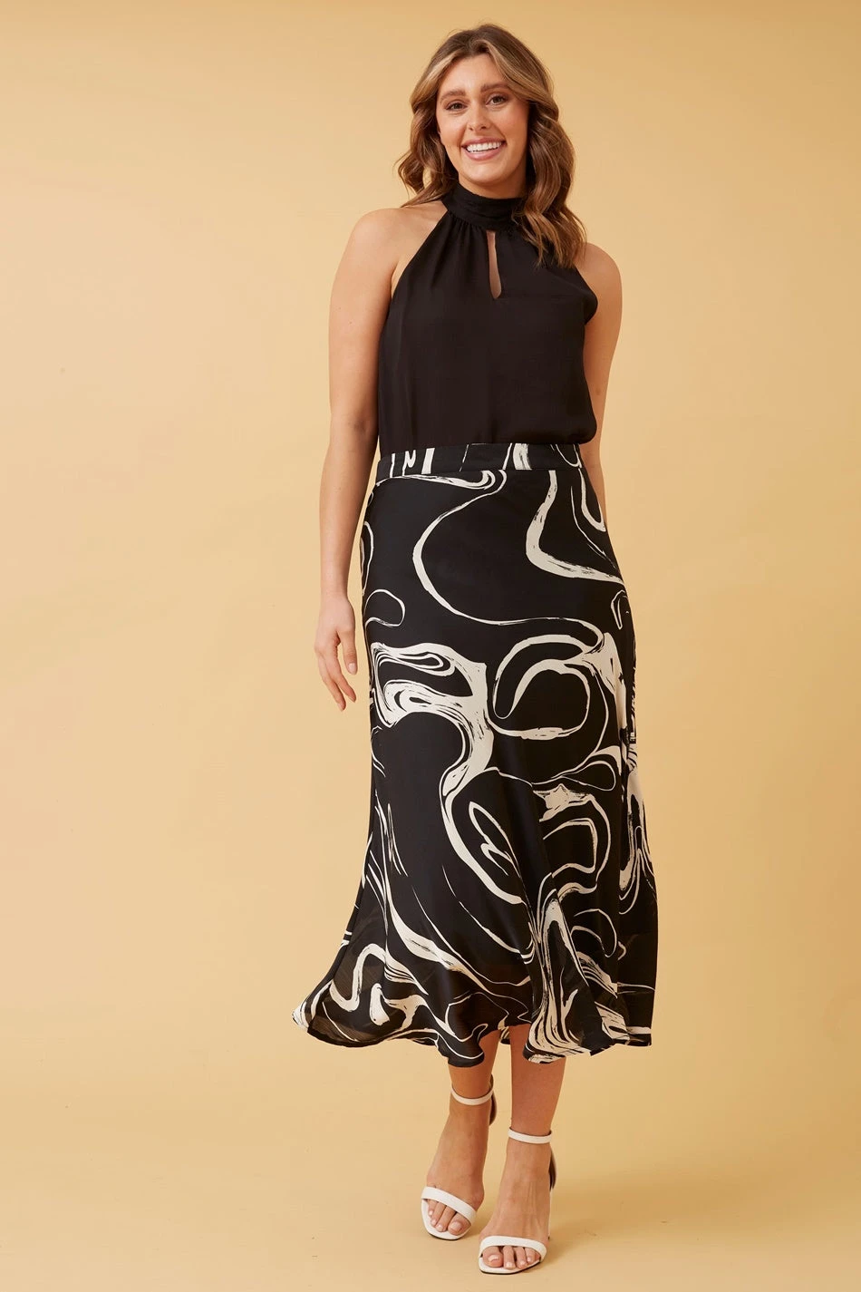 CYRUS ABSTRACT PRINT MIDI SKIRT 2 CYRUS ABSTRACT PRINT MIDI SKIRT - Image 2