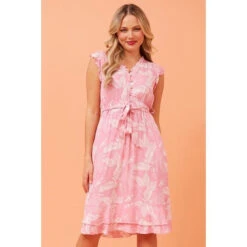 RAVINA LEAF PRINT SHORT DRESS -Female Clothing Store 1620f909140bb1665d9e430da2eb4eb3