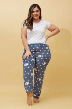 CAT PRINT PLUSH PYJAMA PANTS -Female Clothing Store 196e2a88cd153c1315125b142cab47c7