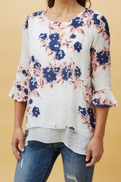 RUMI DOUBLE LAYER FLORAL TUNIC TOP -Female Clothing Store 1987d181b9e2979cb1b762547affcccf