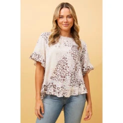 FRILA ANIMAL PRINT TOP -Female Clothing Store 1ad4890886430e9a37c026bf4f325c0e