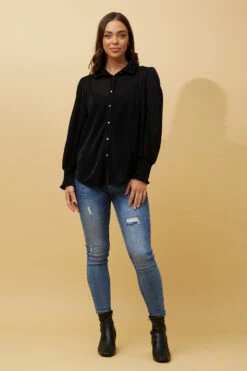 BESSIE LONG BALLOON SLEEVES GLITTER SHIRT -Female Clothing Store 207f23e07b24cf1a3eb3ce35128aee77