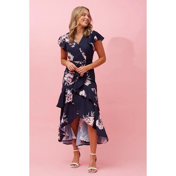 DENVER FLORAL RUFFLE HEM HI LOW DRESS 8 DENVER FLORAL RUFFLE HEM HI LOW DRESS - Image 8