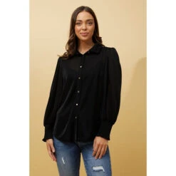 BESSIE LONG BALLOON SLEEVES GLITTER SHIRT -Female Clothing Store 21a5f64950370ba3e72063498460c544