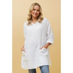 SILVAVA HOODED LINEN TUNIC TOP -Female Clothing Store 235df8b0111c6a1b054810f6d27034b8