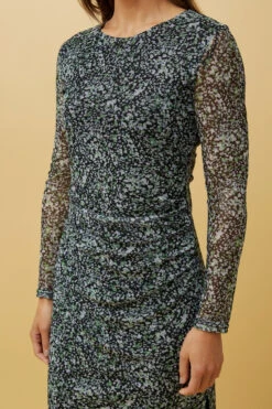 JUAN ABSTRACT PRINT RUCHED MIDI DRESS -Female Clothing Store 2409a47a09f8007607e0e6275b7b5341