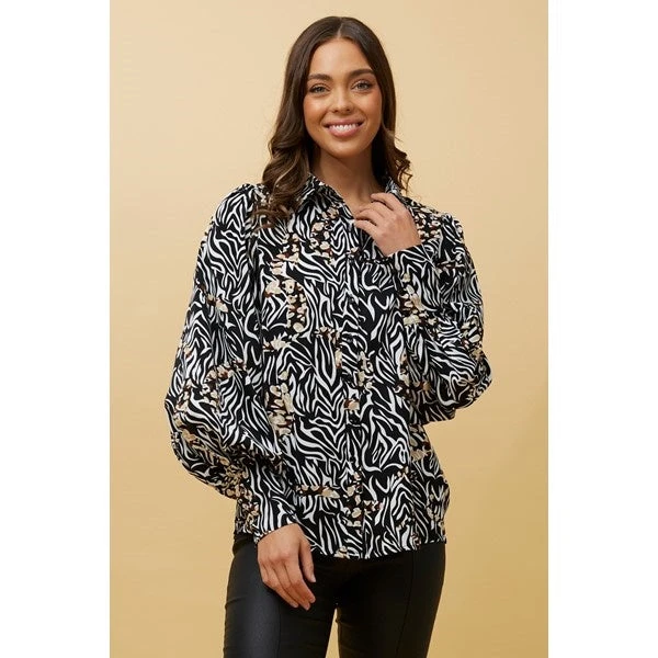 BELLE ANIMAL PRINT LONG BALLOON SLEEVESHIRT 9 BELLE ANIMAL PRINT LONG BALLOON SLEEVESHIRT - Image 9