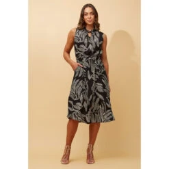 FILOMENA LEAF PRINT MIDI DRESS -Female Clothing Store 2762adb246ede4a91428a93ef2961276