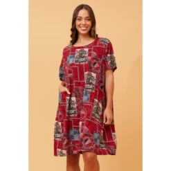VINE ABSTRACT PRINT SHIFT DRESS -Female Clothing Store 288ceea44e8091fa19d002ed689a80dd