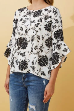 FOREVER NEW FLORAL FLUTE SLEEVE BLOUSE -Female Clothing Store 2a887241b78328c0baf6febfa772231c