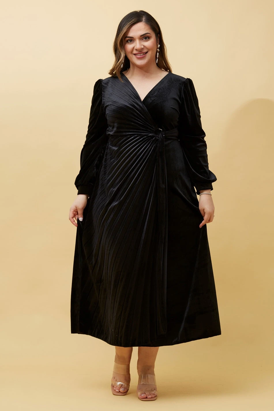 KENNEDY WRAP FRONT PLEATED VELVET MIDI DRESS 4 KENNEDY WRAP FRONT PLEATED VELVET MIDI DRESS - Image 4
