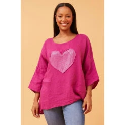 ZONYA SEQUIN PATCH LINEN TOP -Female Clothing Store 2d9d4f841493547110854c23304b2a5f