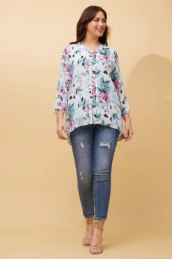 RUBY FLORAL BUTTON FRONT TOP -Female Clothing Store 2e40340183043dc0948f27ba32bc1810
