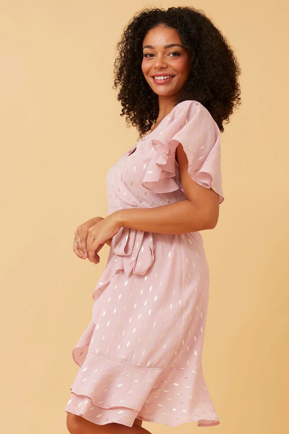 JOYCE GOLD FOIL PRINT DRESS 2 JOYCE GOLD FOIL PRINT DRESS - Image 2