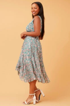 REBA SLEEVELESS FLORAL PLEATED DRESS -Female Clothing Store 3033bd45c0e11c7752d9552c8edd7edc