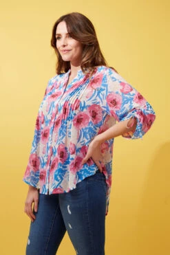 FLORAL PLEATED BLOUSE -Female Clothing Store 31f02b48aa55bf5705641dad5b95e13e
