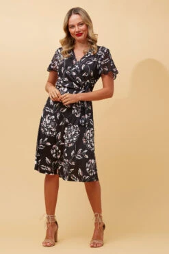 SILVANIA FLORAL WRAP SHORT DRESS -Female Clothing Store 3226aa1dd1389f7afe15a98ca670365d
