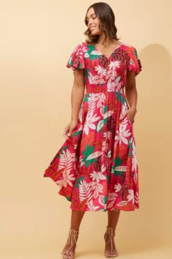 Stella FLORIDA LEAF PRINT MIDI DRESS -Female Clothing Store 35ac845972d632e4f9754df549100e8c
