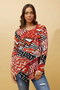 BOBBI ZIG ZAG PRINT DOUBLE LAYERED TOP 21 BOBBI ZIG ZAG PRINT DOUBLE LAYERED TOP -Female Clothing Store 35dc71e6aede71b6ff0fdeecd6471ae5