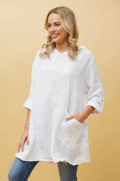 SILVAVA HOODED LINEN TUNIC TOP -Female Clothing Store 39f0e3429a6739ae2178fb5594792a37