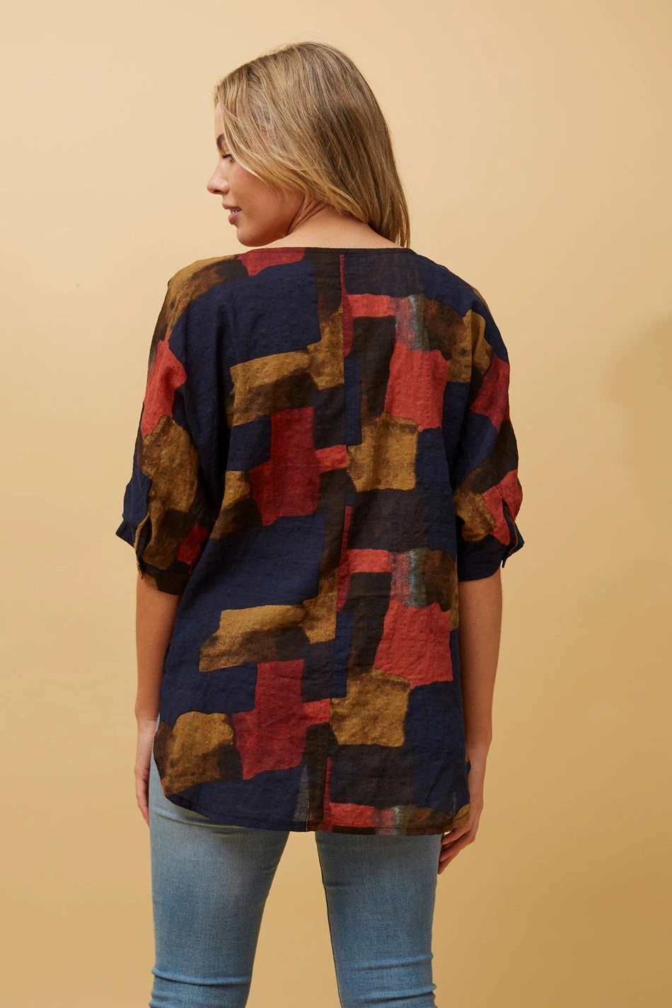 TARA ABSTRACT PRINT HI LOW HEM TOP - Image 11