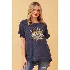 JULINA EVIL EYE LINEN TOP -Female Clothing Store 423635756937c954ff0bb26fc8adec53