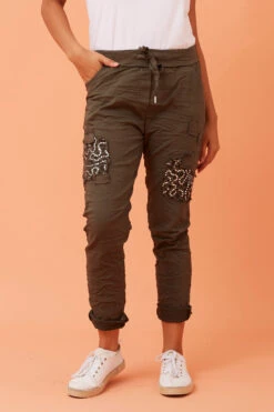 JANJA SEQUIN PATCHWORK PRINT JOGGERS -Female Clothing Store 4286ad99942c6d8baaff8a6224a363f9