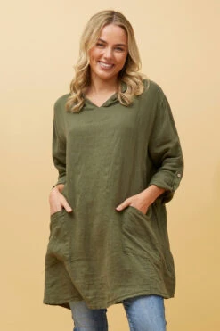 SILVAVA HOODED LINEN TUNIC TOP -Female Clothing Store 441294273fbc3489daeac7fff6f7ea75