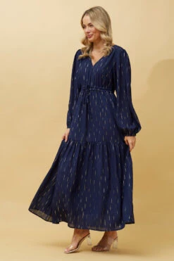 CRYSTELLE GOLD FOIL PRINT MAXI DRESS -Female Clothing Store 4486796fa1fdd611b00d76829fa4ee97