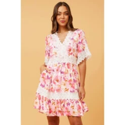 LAYLA LACE TRIM FLORAL DRESS -Female Clothing Store 44905006026beda3255e66250f764b3a
