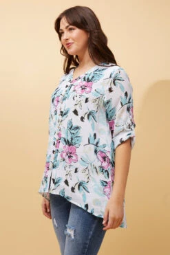 RUBY FLORAL BUTTON FRONT TOP -Female Clothing Store 488fa900bb5abcc68206916a1051b686