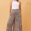 SEGAL LEOPARD WIDE LEG PANTS
