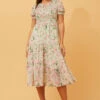 MERRY PUFF SLEEVE FLORAL DRESS