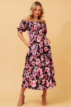 MAUDE FLORAL MIDI DRESS